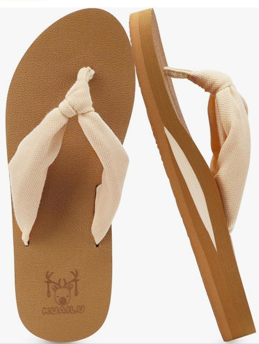 KuaiLu VIRAL Beige/Khaki Soft, Comfy Flip Flops With AMAZING Arch Support. NEW!